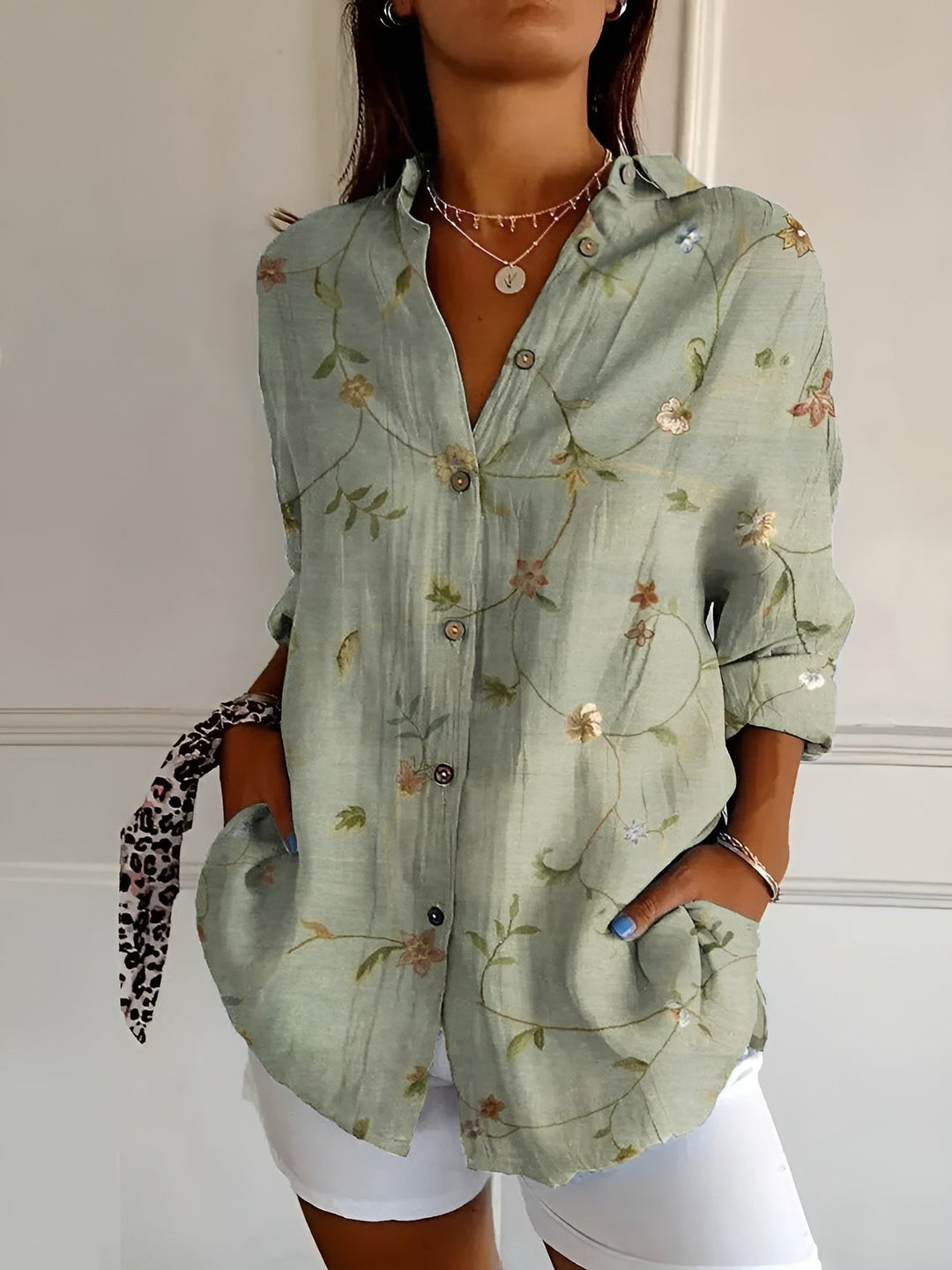 Women's Printed Button-Front Blouse