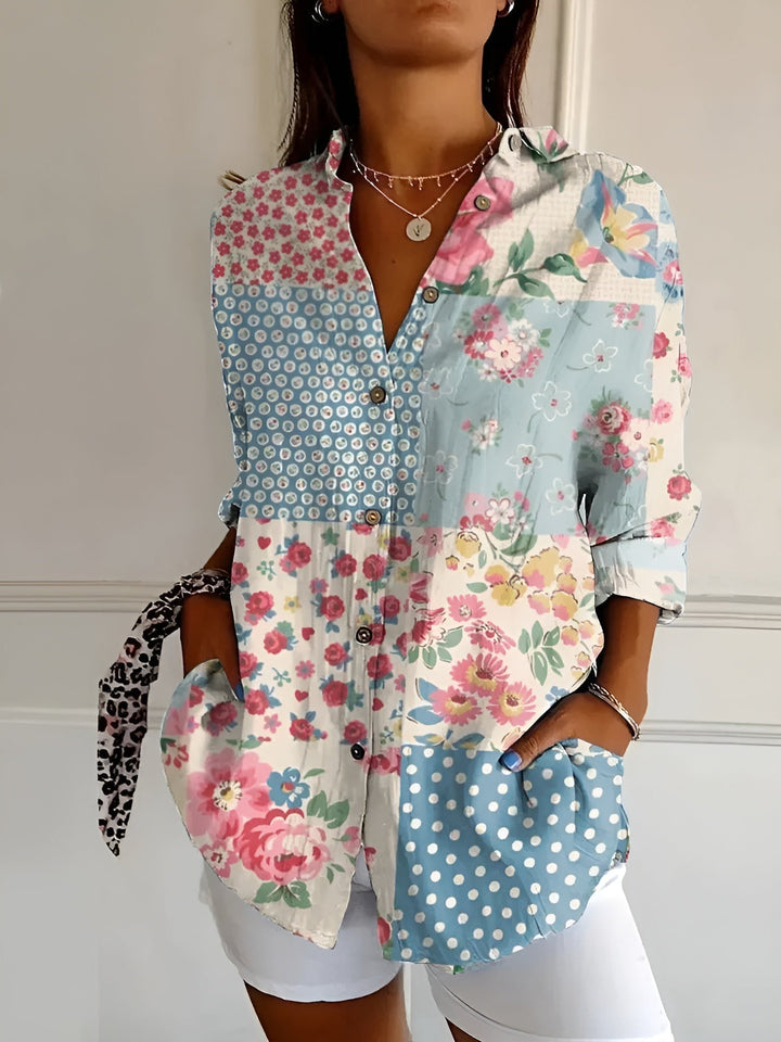 Women's Printed Button-Front Blouse