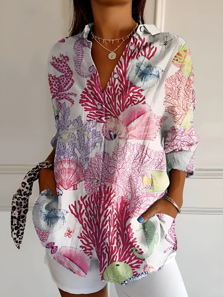 Women's Printed Button-Front Blouse