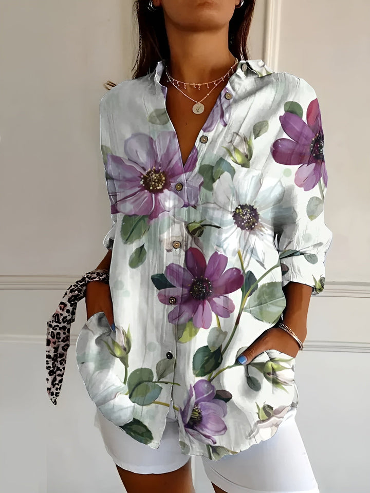 Women's Printed Button-Front Blouse