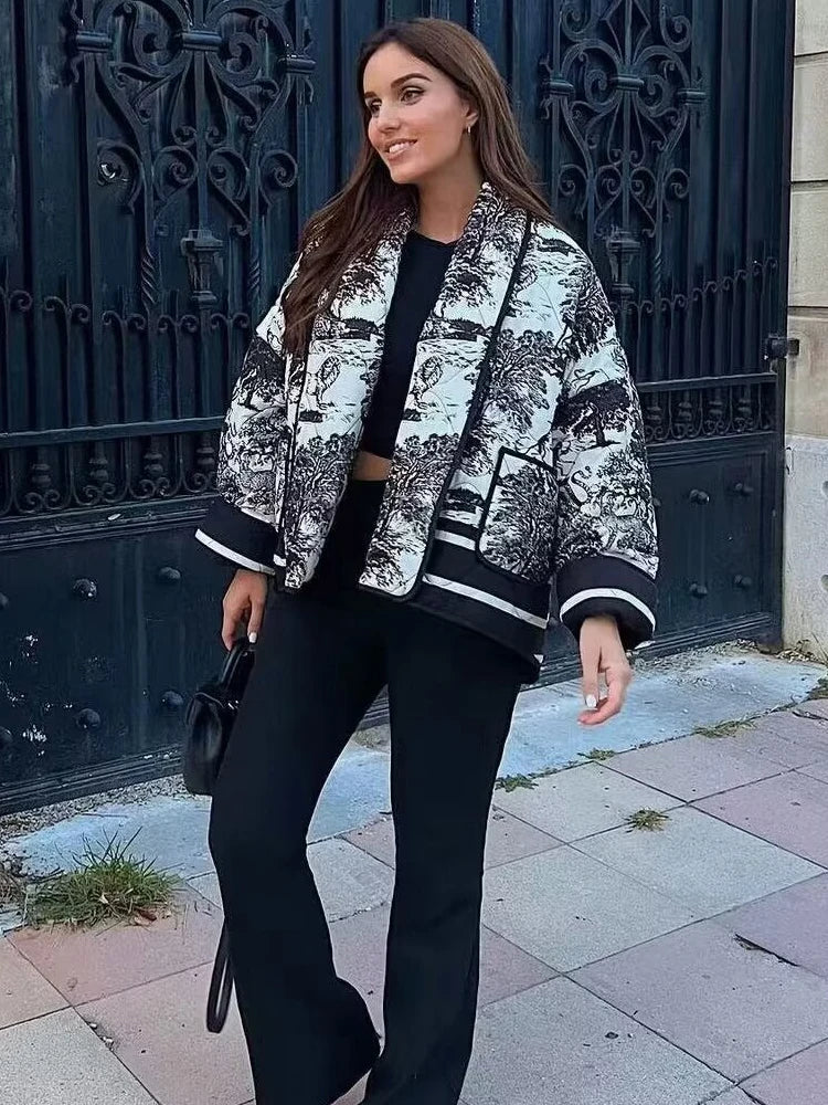 Women's Printed Open Front Jacket