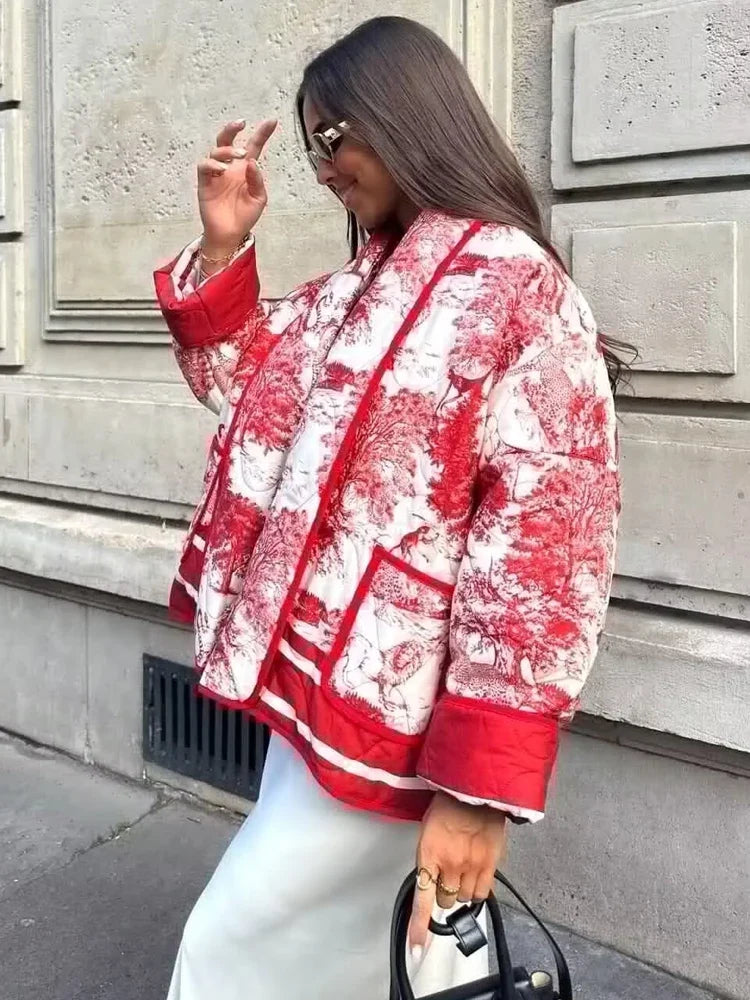 Women's Printed Open Front Jacket