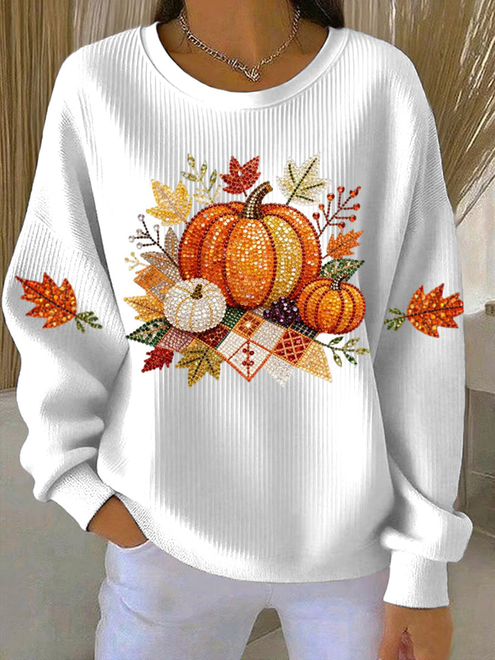 Women's Pumpkin Graphic Round-Neck Sweatshirt
