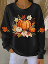 Women's Pumpkin Graphic Round-Neck Sweatshirt