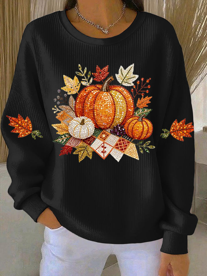 Women's Pumpkin Graphic Round-Neck Sweatshirt