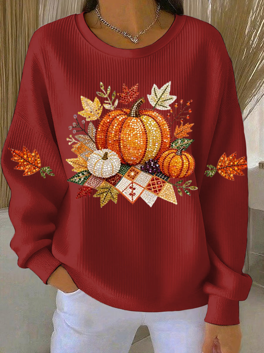 Women's Pumpkin Graphic Round-Neck Sweatshirt
