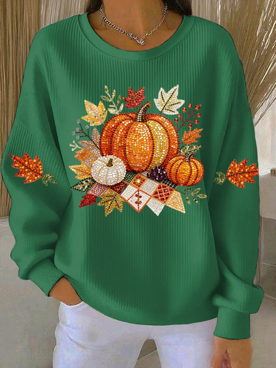 Women's Pumpkin Graphic Round-Neck Sweatshirt