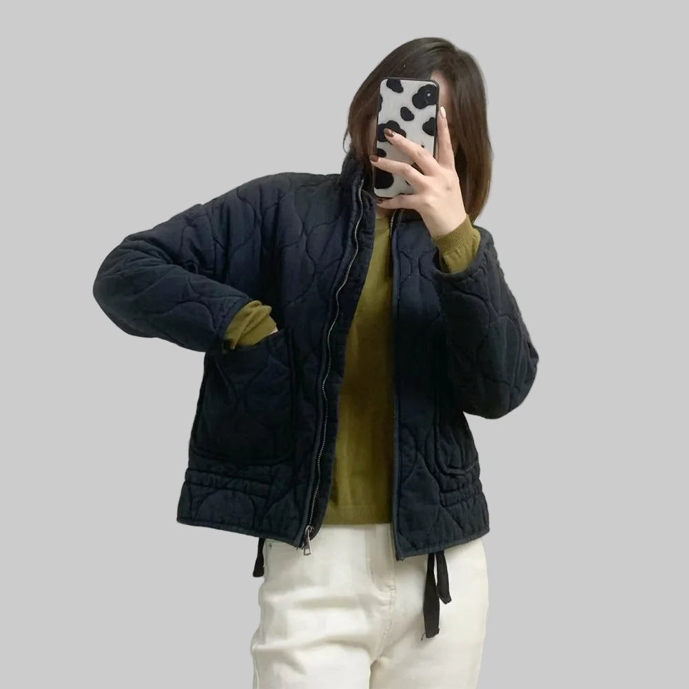 Women's Quilted Wave-Pattern Puffer Jacket