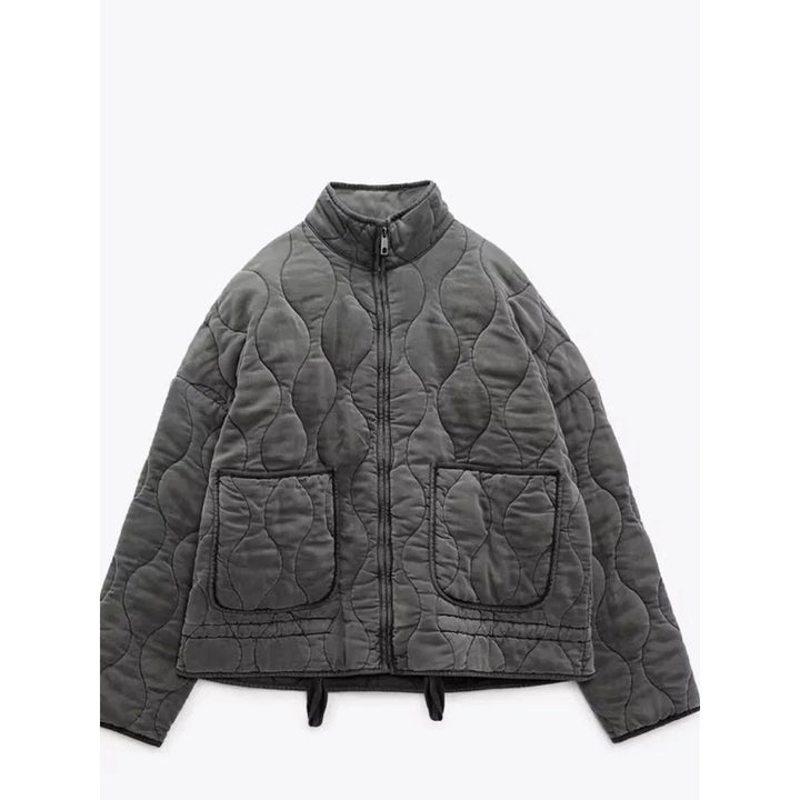 Women's Quilted Wave-Pattern Puffer Jacket