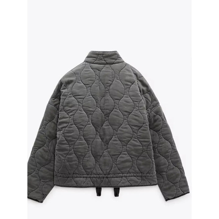 Women's Quilted Wave-Pattern Puffer Jacket