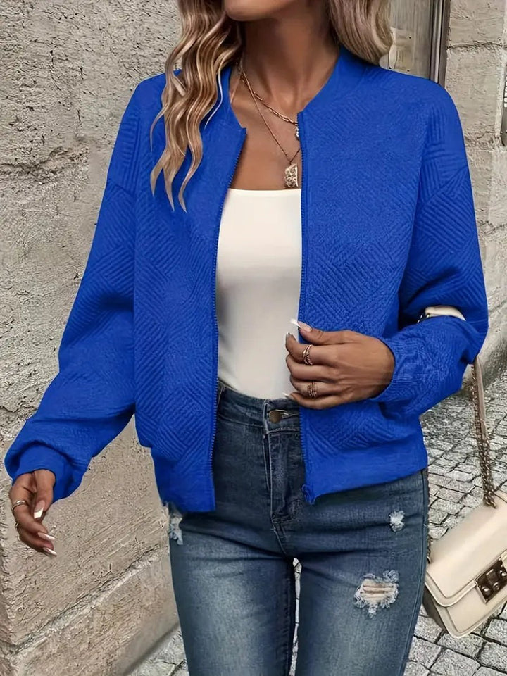 Women's Quilted Zip-Up Cropped Bomber Jacket