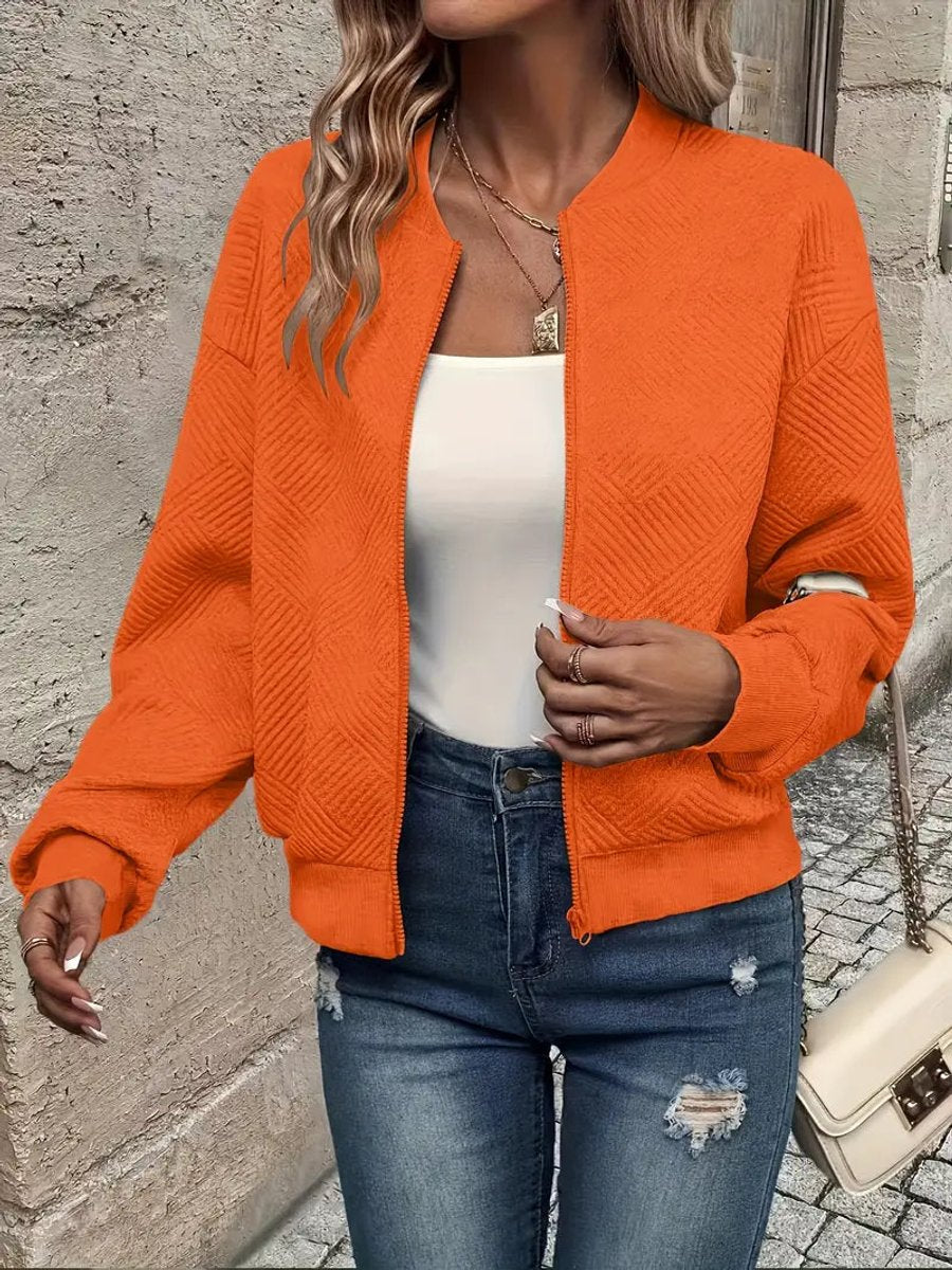 Women's Quilted Zip-Up Cropped Bomber Jacket