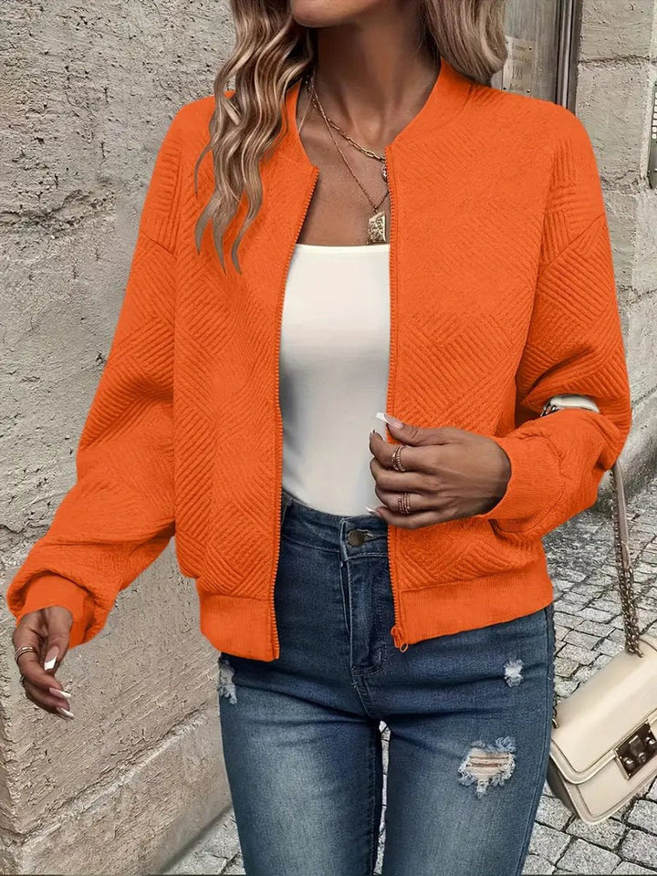 Women's Quilted Zip-Up Cropped Bomber Jacket