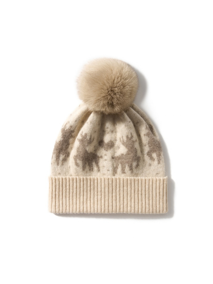 Women's Reindeer Pom Pom Beanie