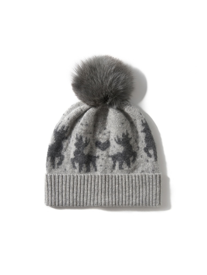 Women's Reindeer Pom Pom Beanie