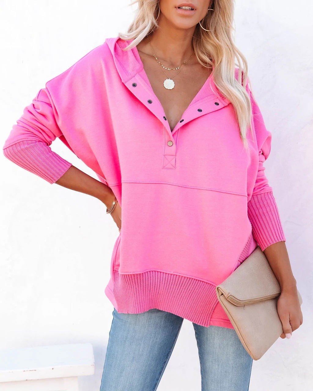 Women's Relaxed-Fit Hooded Drawstring Tunic Sweatshirt