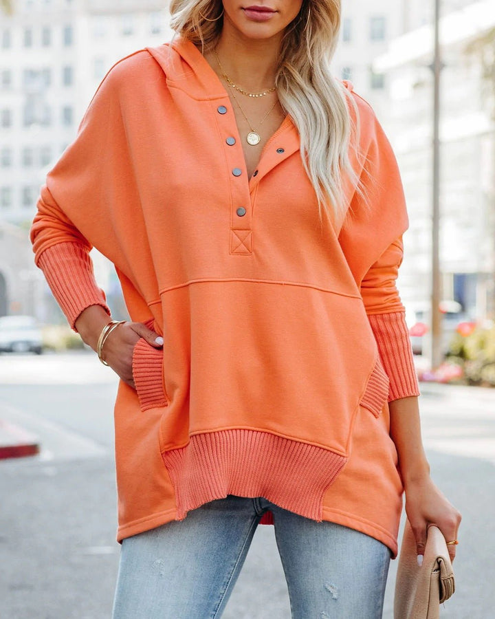 Women's Relaxed-Fit Hooded Drawstring Tunic Sweatshirt