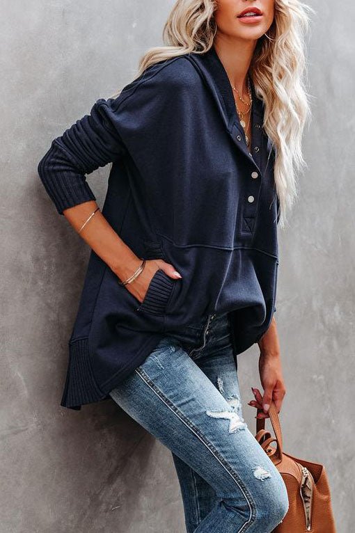 Women's Relaxed-Fit Hooded Drawstring Tunic Sweatshirt