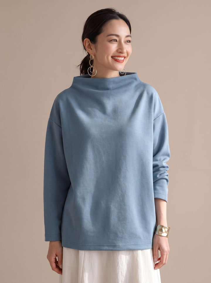 Women's Relaxed-Fit Mock-Neck Long-Sleeve Top