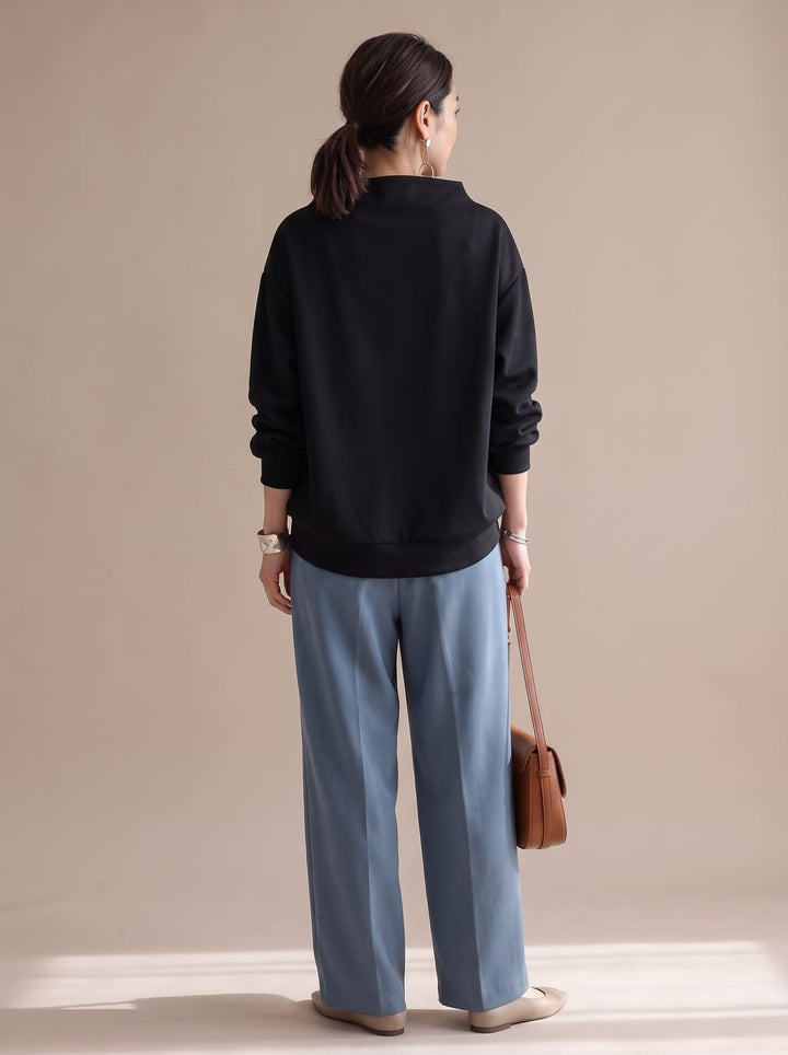 Women's Relaxed-Fit Mock-Neck Long-Sleeve Top