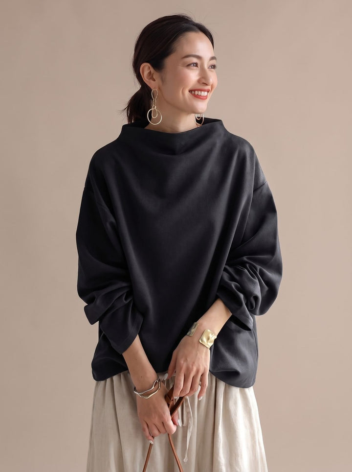 Women's Relaxed-Fit Mock-Neck Long-Sleeve Top