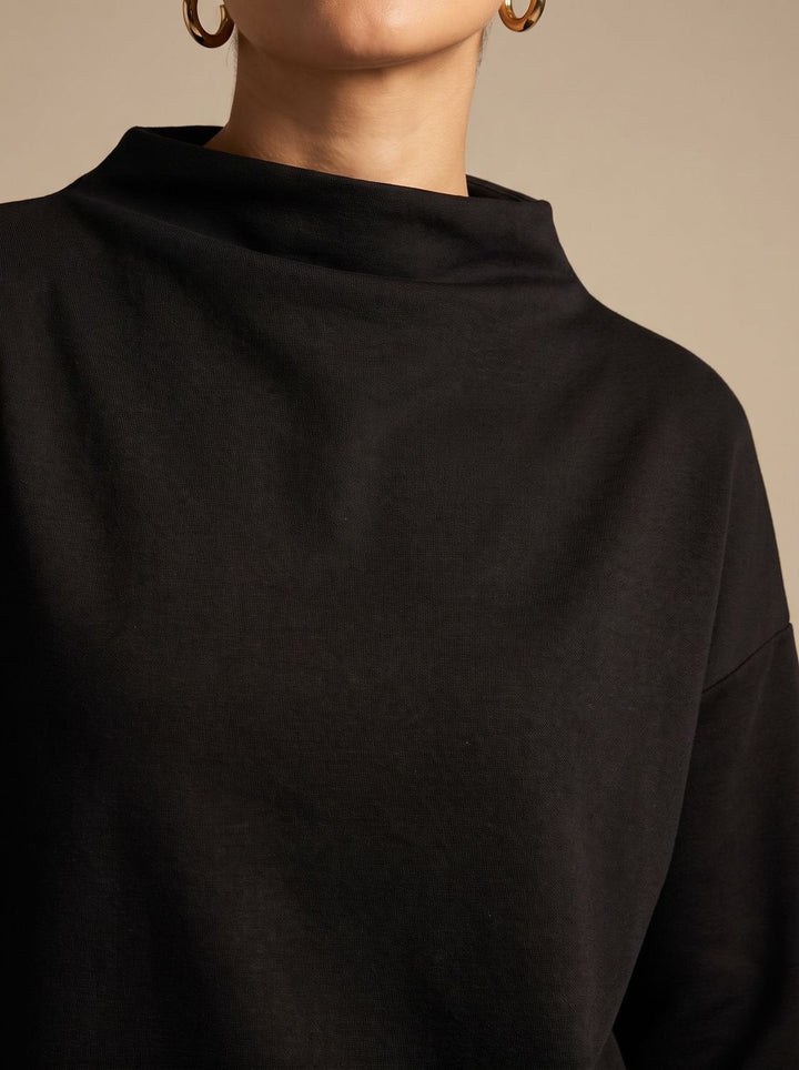 Women's Relaxed-Fit Mock-Neck Long-Sleeve Top