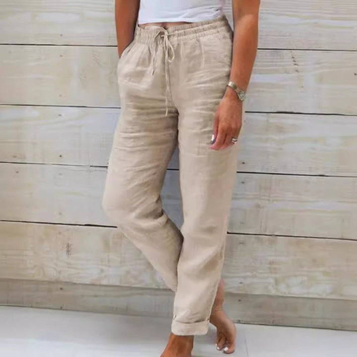 Women's Relaxed Straight-Leg Linen-Look Trousers