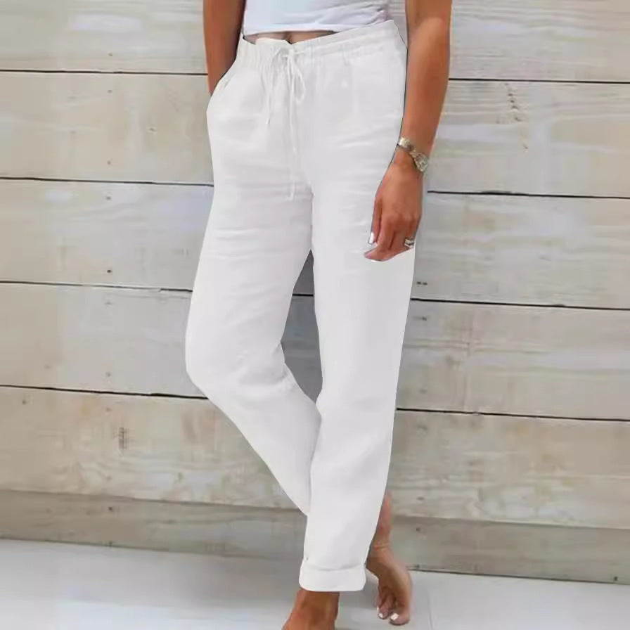 Women's Relaxed Straight-Leg Linen-Look Trousers