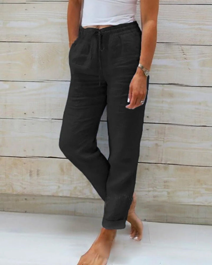 Women's Relaxed Straight-Leg Trousers with Drawstring Waist