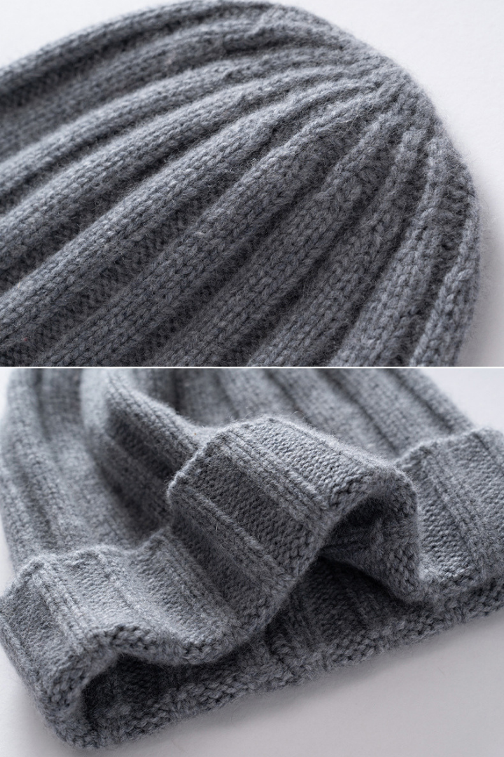 Women's Ribbed Beanie with Deep Turned Cuff