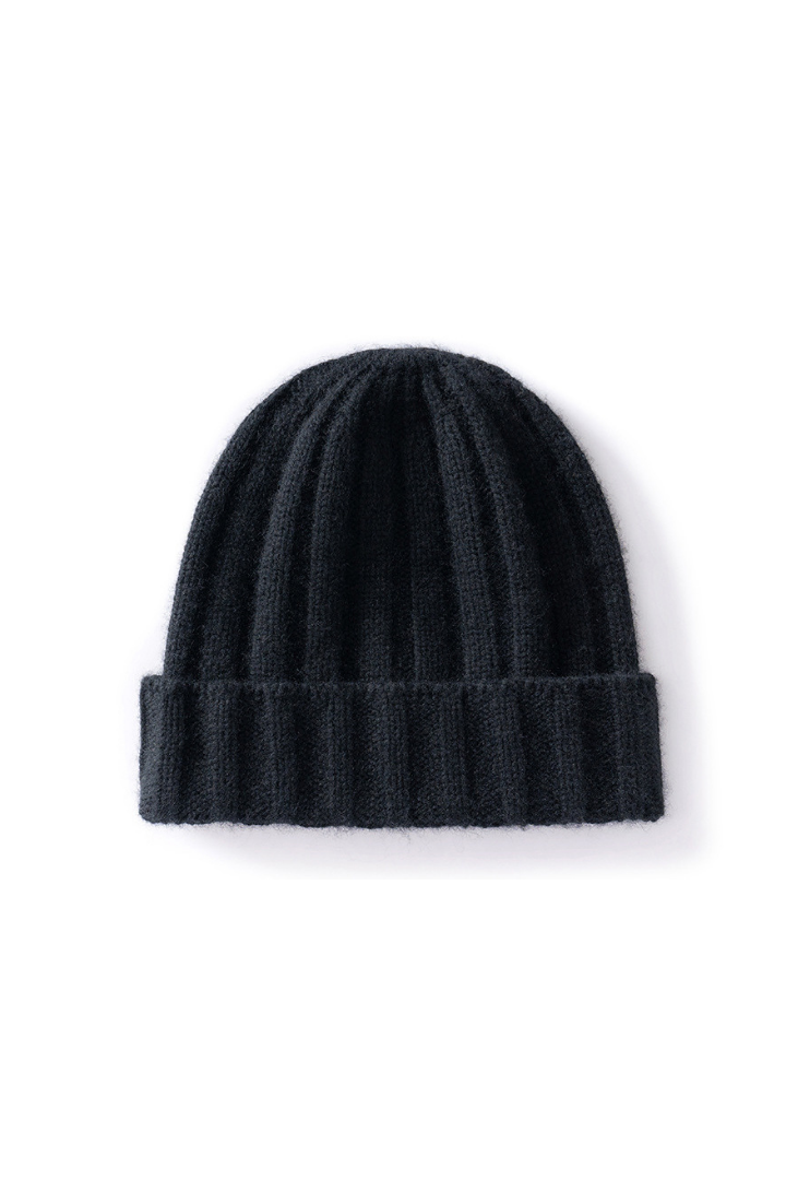 Women's Ribbed Beanie with Deep Turned Cuff