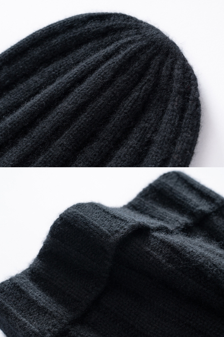Women's Ribbed Beanie with Deep Turned Cuff