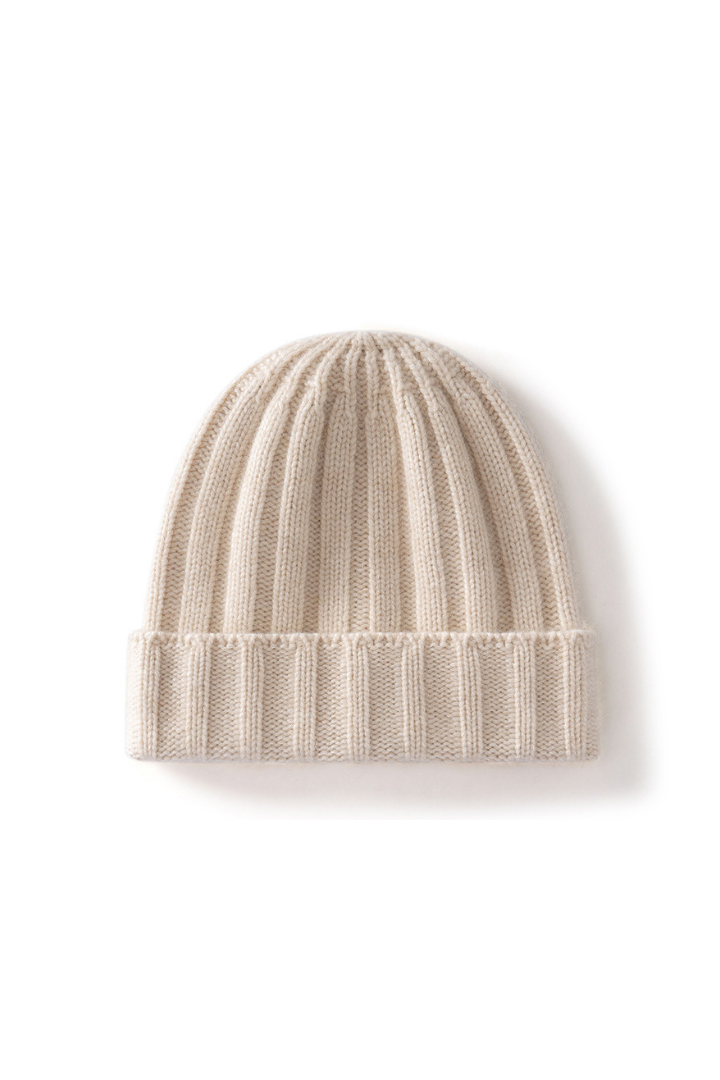 Women's Ribbed Beanie with Deep Turned Cuff