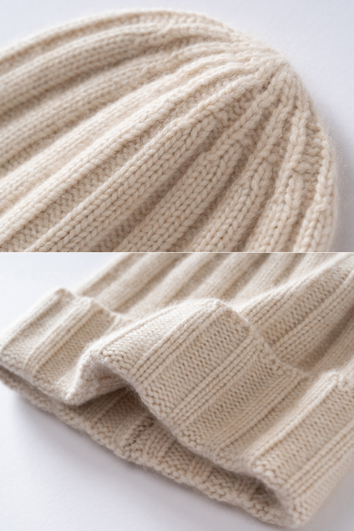 Women's Ribbed Beanie with Deep Turned Cuff