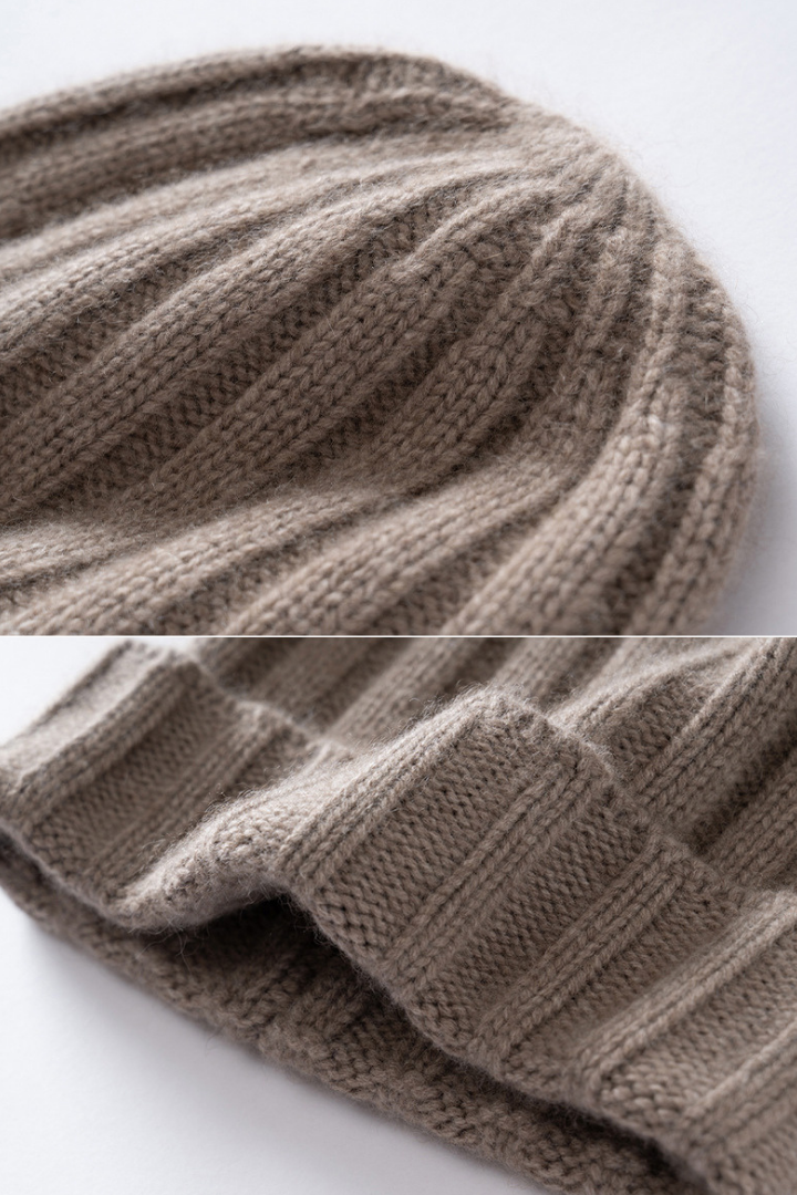 Women's Ribbed Beanie with Deep Turned Cuff