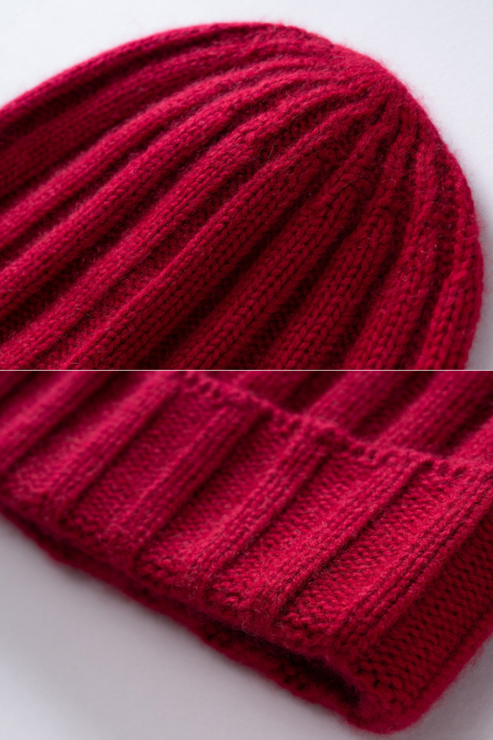 Women's Ribbed Beanie with Deep Turned Cuff