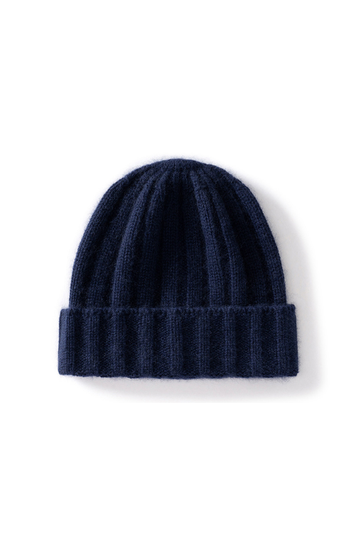 Women's Ribbed Beanie with Deep Turned Cuff