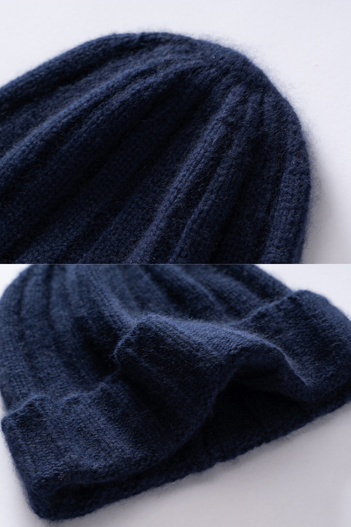 Women's Ribbed Beanie with Deep Turned Cuff