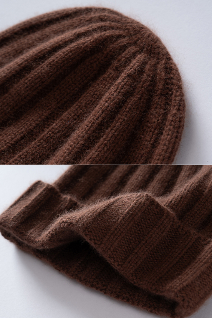 Women's Ribbed Beanie with Deep Turned Cuff