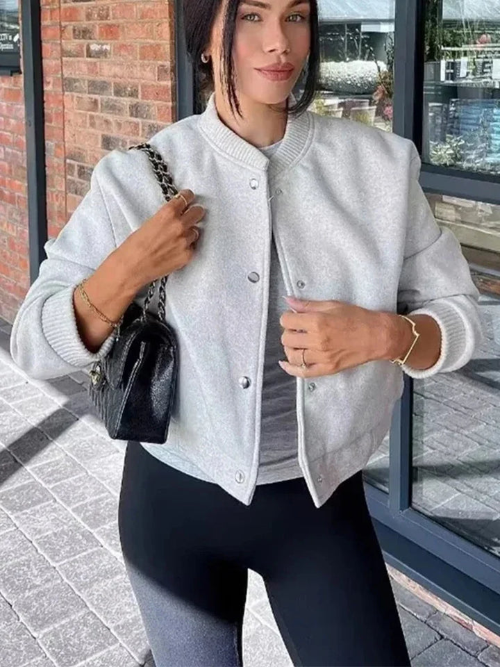 Women's Ribbed Cropped Bomber Jacket