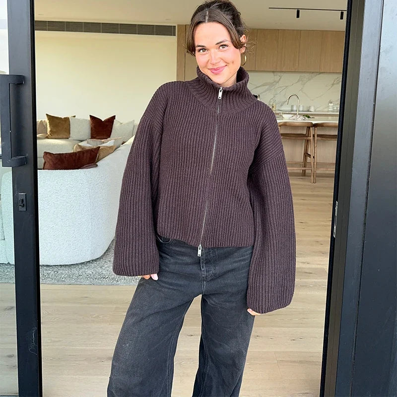 Women's Ribbed Full-Zip Cardigan