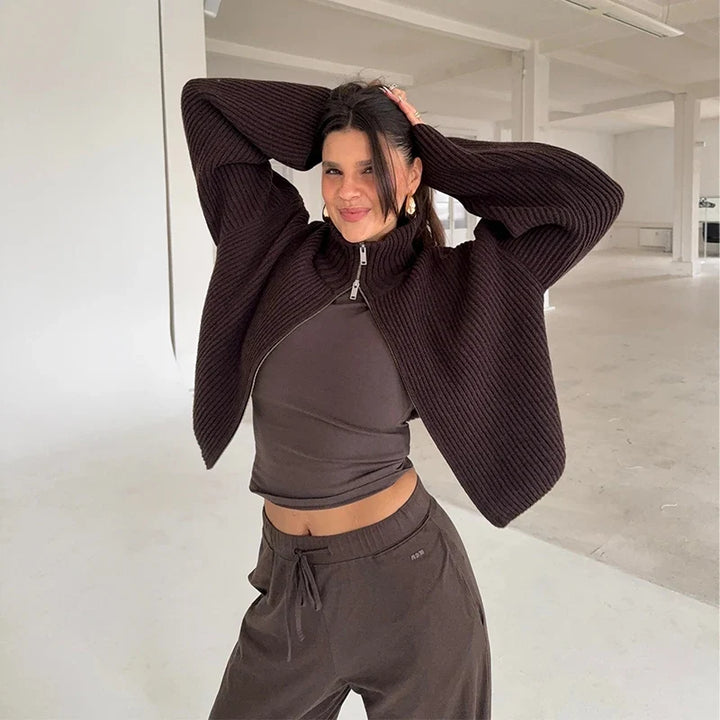 Women's Ribbed Full-Zip Cardigan