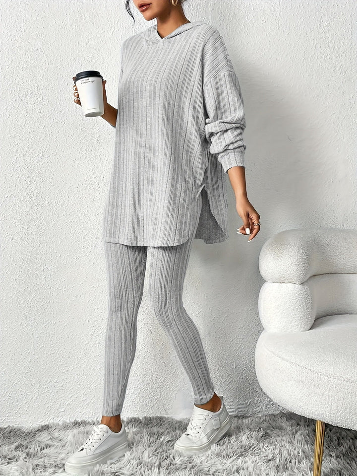 Women's Ribbed Hoodie and Leggings Lounge Set