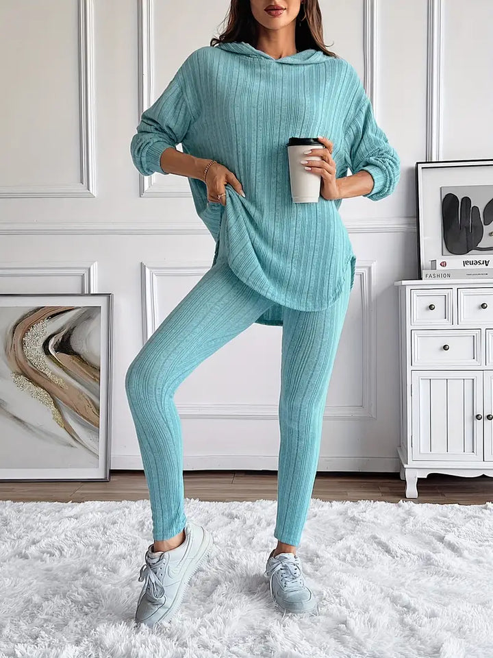 Women's Ribbed Hoodie and Leggings Lounge Set