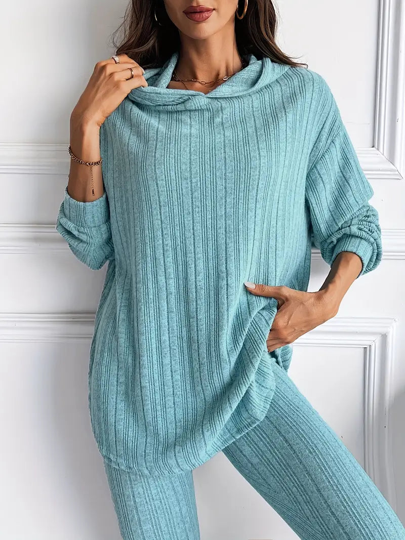 Women's Ribbed Hoodie and Leggings Lounge Set