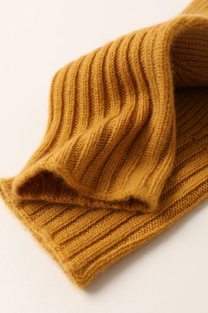 Women's Ribbed Knit Gloves with Contrast Fingertips