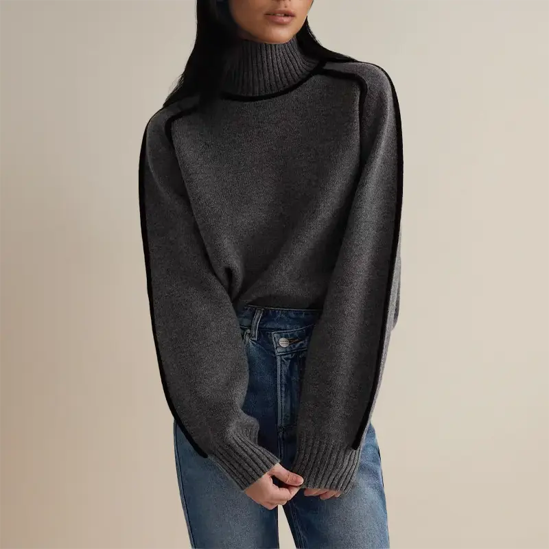 Women's Ribbed Turtleneck Tunic Jumper