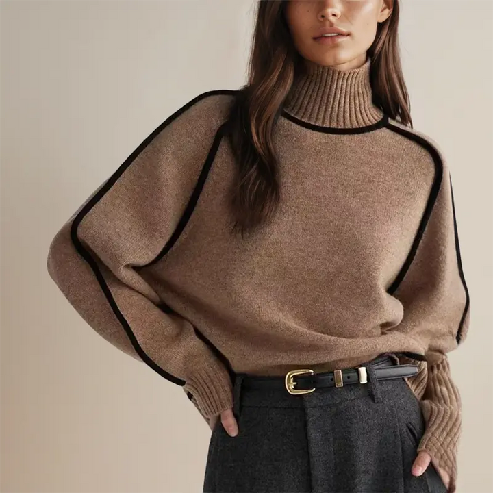 Women's Ribbed Turtleneck Tunic Jumper