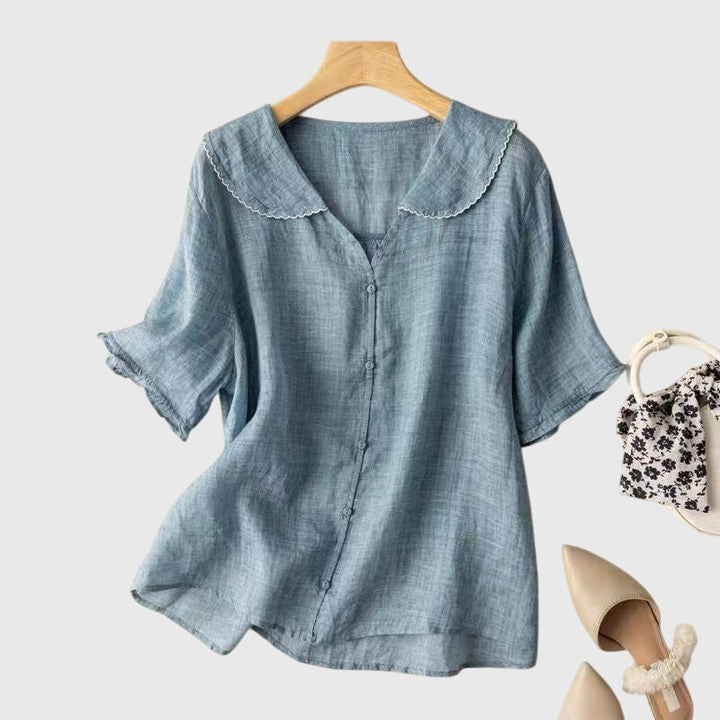 Women's Round Neck Short-Sleeve Blouse
