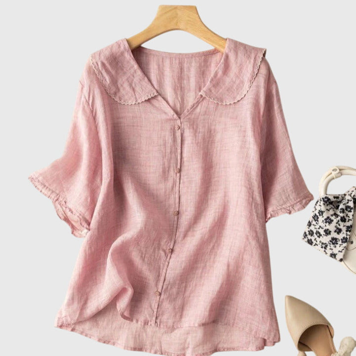 Women's Round Neck Short-Sleeve Blouse